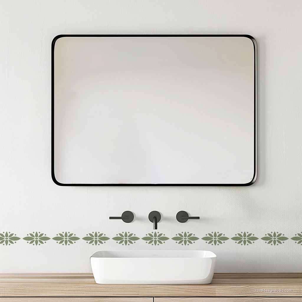 Simple Floral Wall Stencil Border
