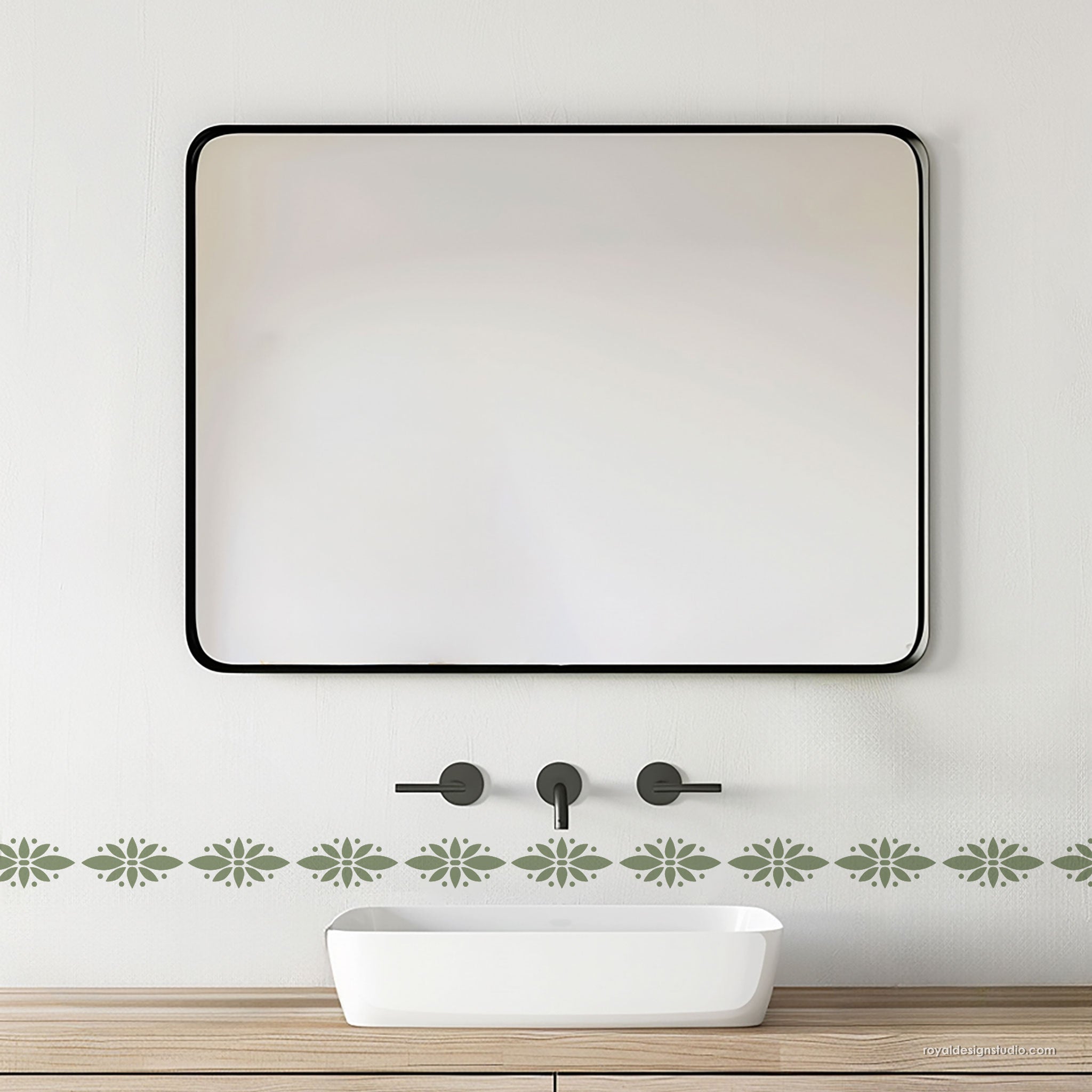 Simple Floral Wall Stencil Border