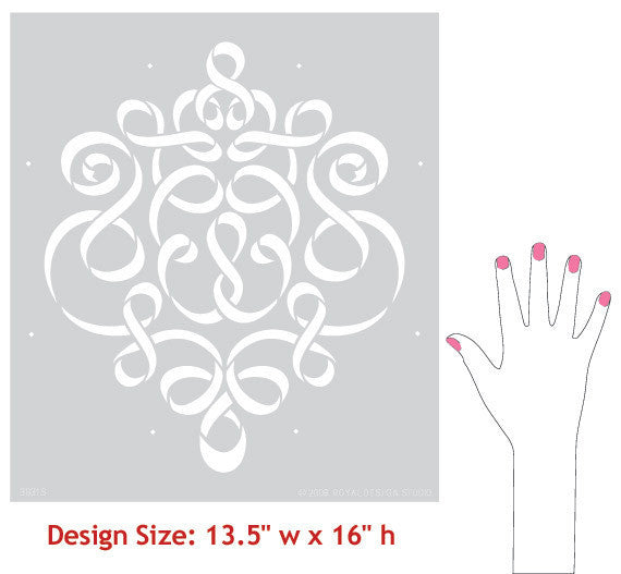 Ribbon Damask Furniture Stencil