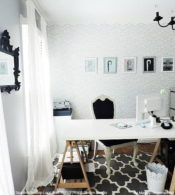 Spanish Lace Scallop Wall Stencil