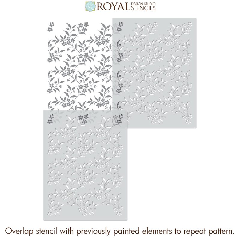 Rachel's Floral Vine Wall Stencil