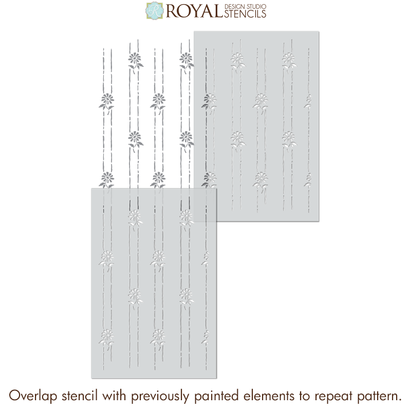 Petite Floral Stripe Wall Stencil