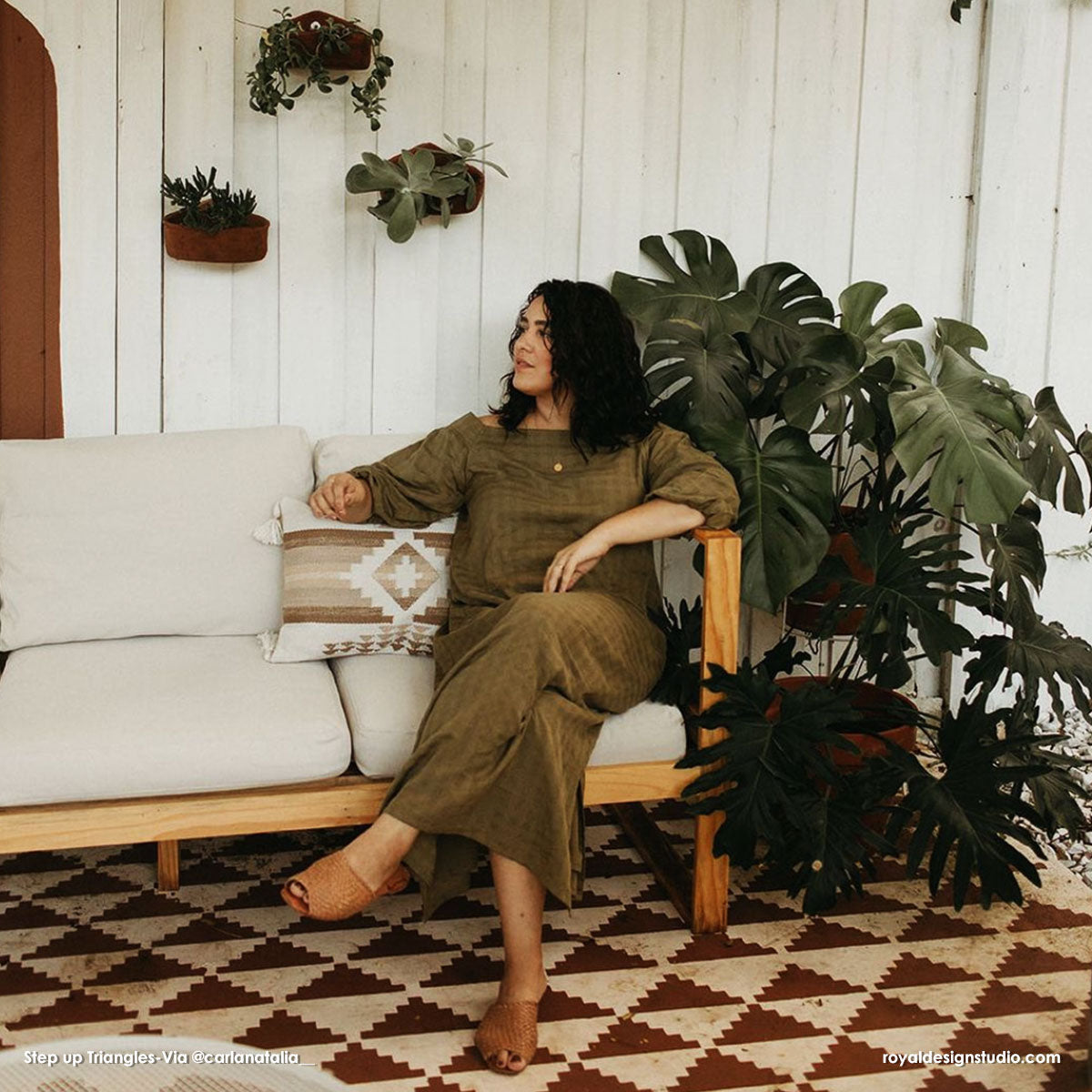 Step Up Triangles Wall Stencil Large