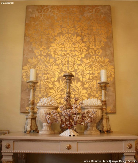 Fabric Damask Wall Stencil