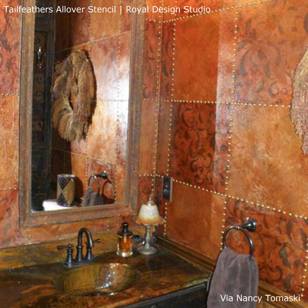 Tailfeathers Allover Wall Stencil
