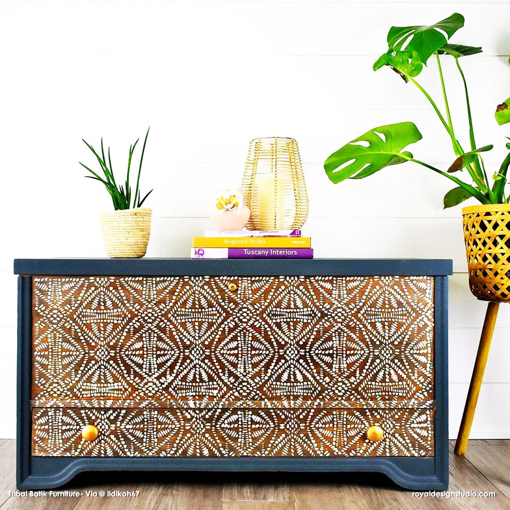 Tribal Batik Furniture Stencil