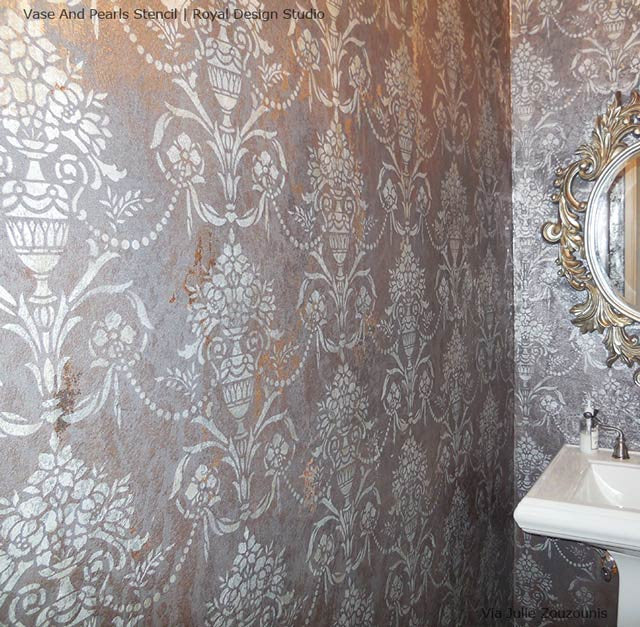 Vase & Pearls Allover Wall Stencil