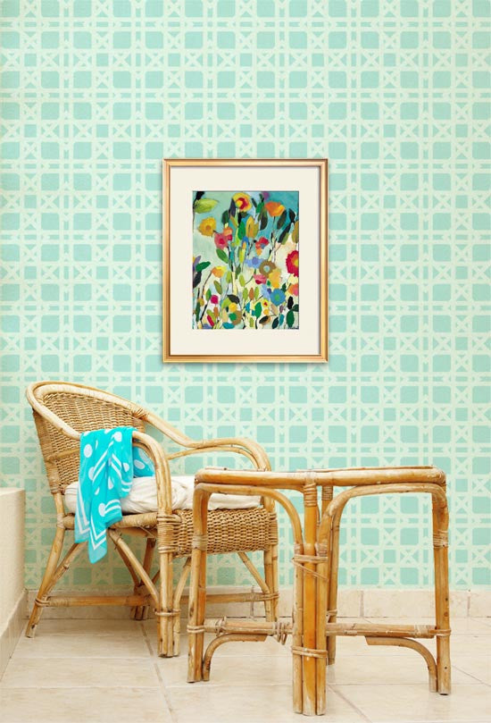 Rattan Wallpaper Bari J Wall Stencil