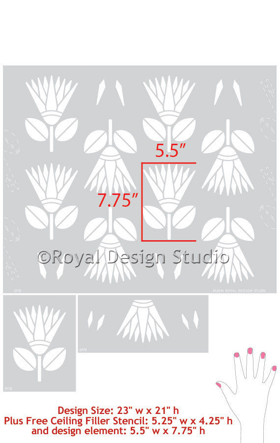 African Protea Flower Allover Wall Stencil