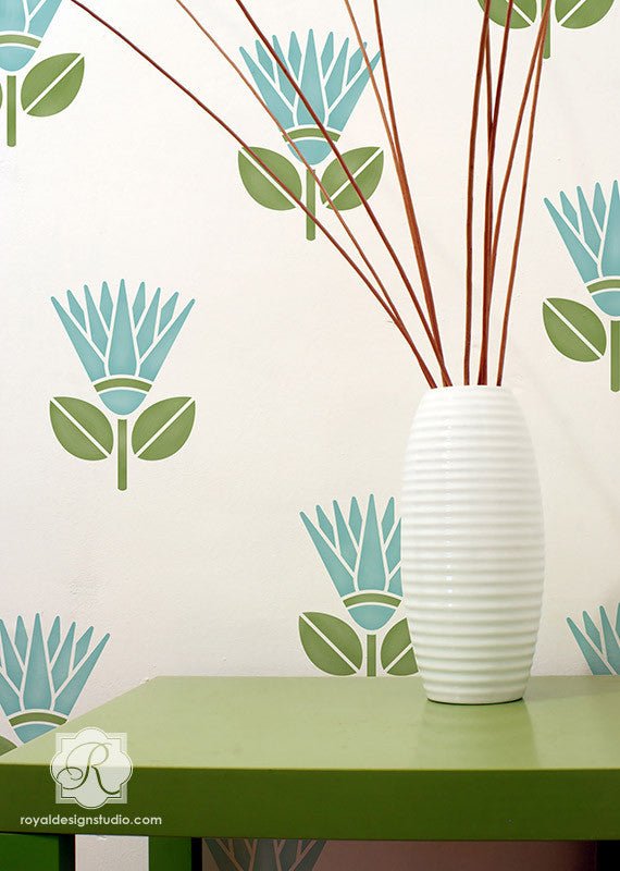African Protea Flower Wall Art Stencil