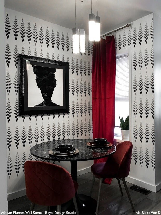 African Plumes Raven + Lily Wall Stencil