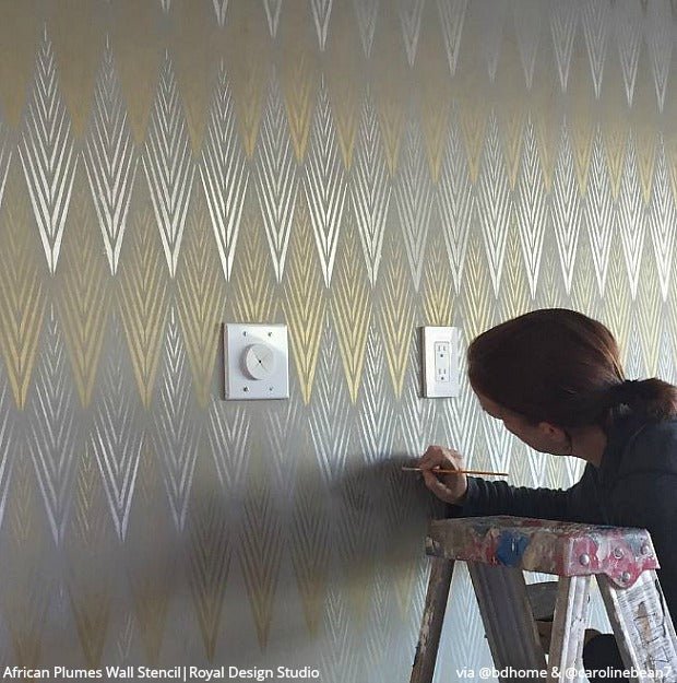 African Plumes Raven + Lily Wall Stencil