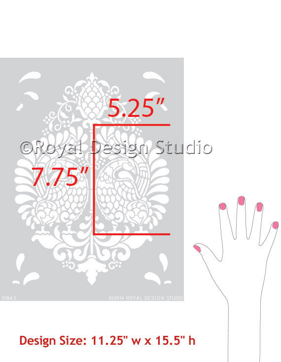 Annapakshi Indian Damask Furniture Stencil