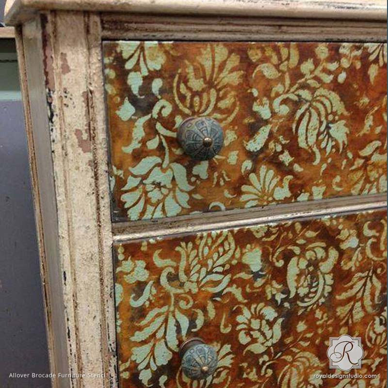 Allover Brocade Furniture Stencil