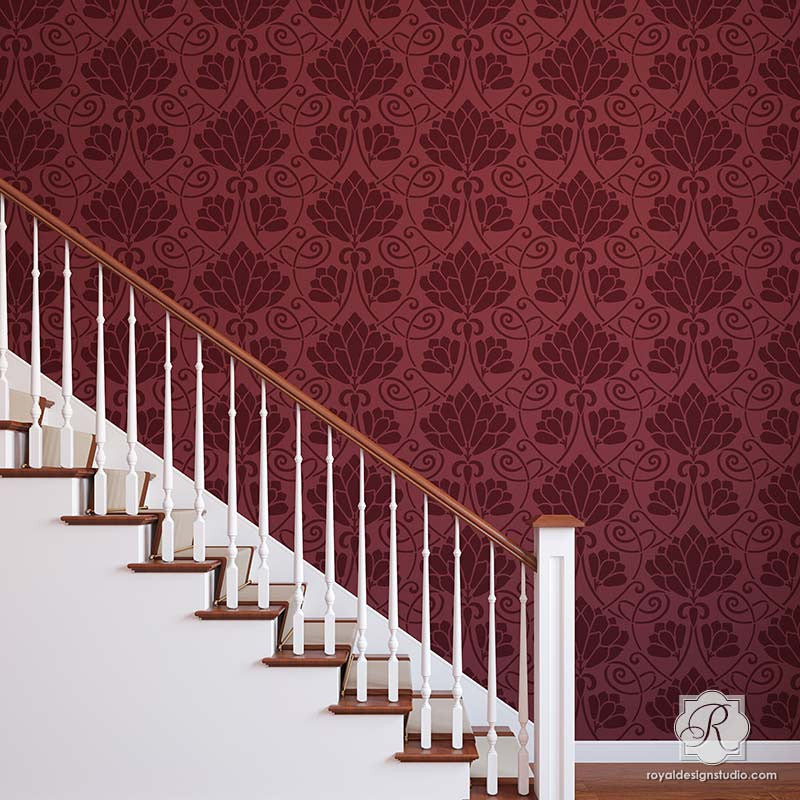 Lotus Paradise Floral Wall Stencil