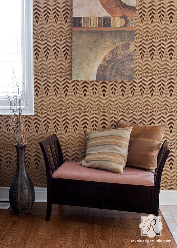 African Plumes Raven + Lily Wall Stencil