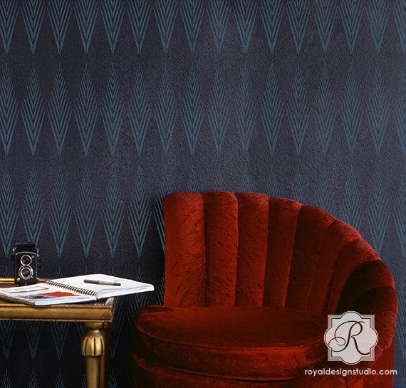 African Plumes Raven + Lily Wall Stencil