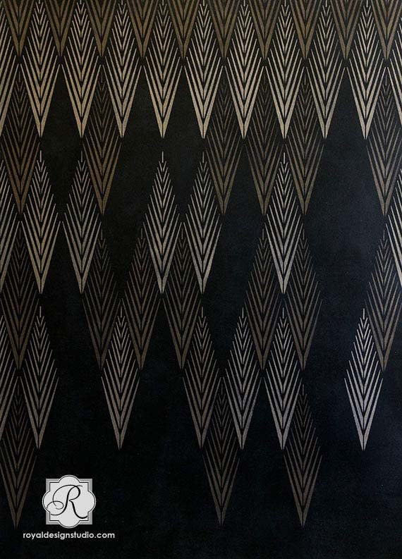 African Plumes Raven + Lily Wall Stencil