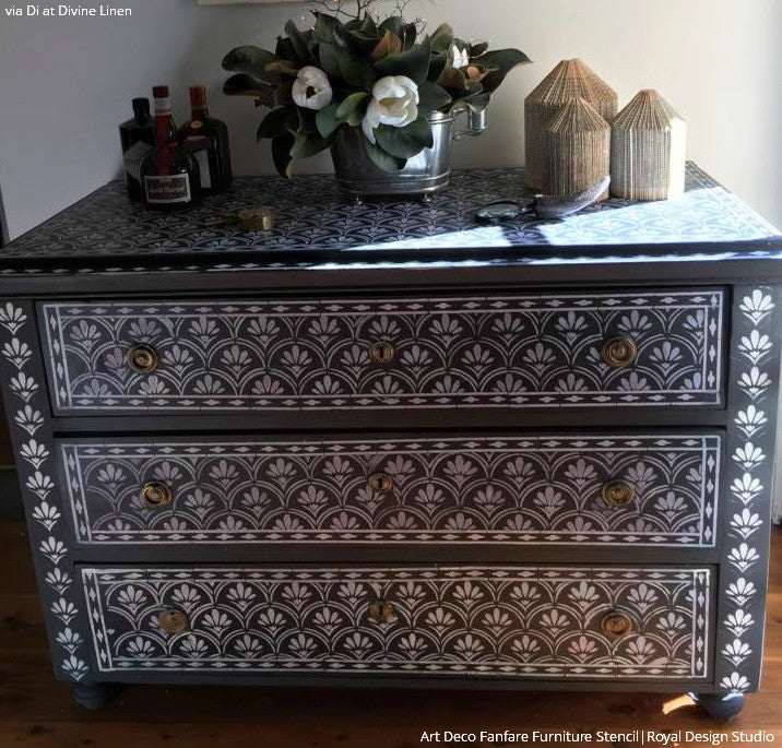 Art Deco Fanfare Raven + Lily Furniture Stencil