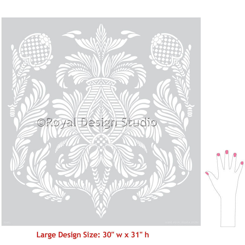Isle of Palms Damask Wall Stencil