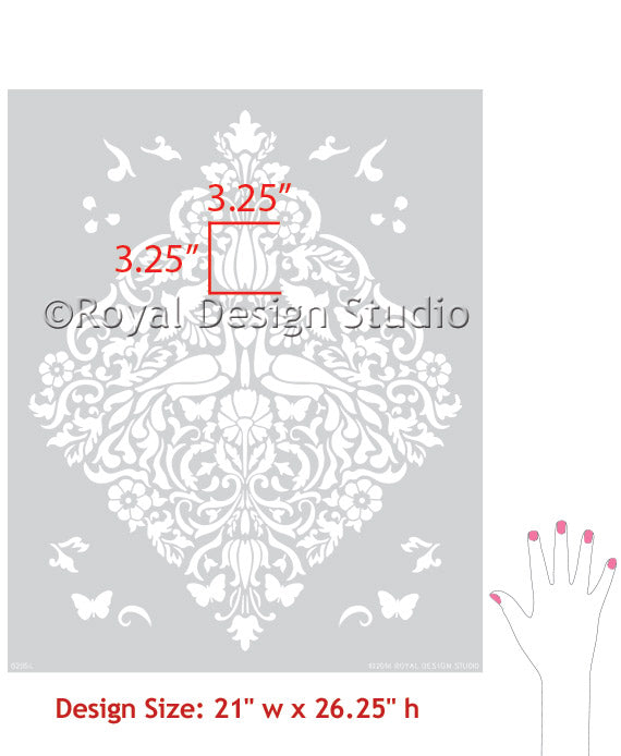 Love Birds Lace Damask Stencil