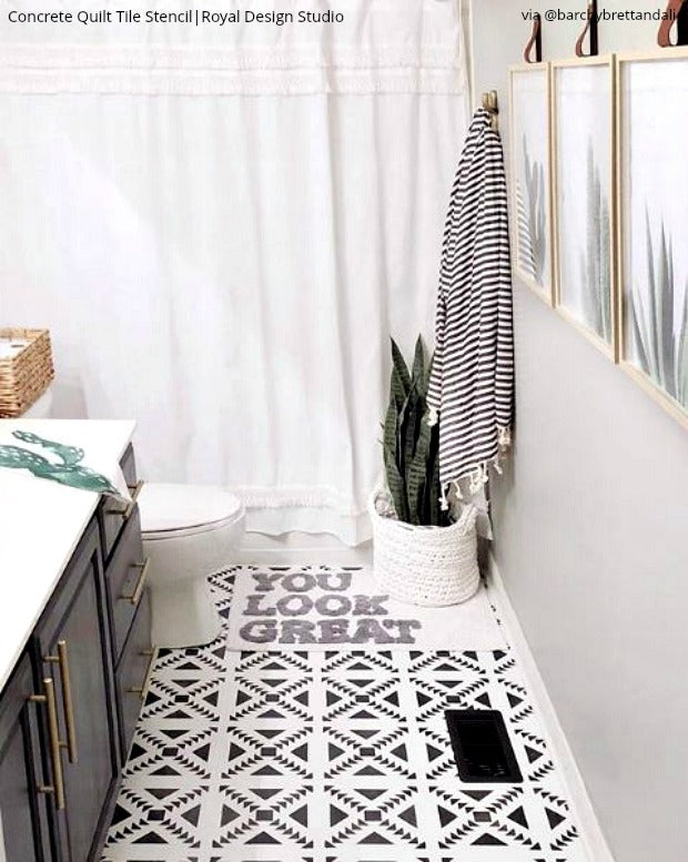 Concrete Quilt Tile Stencil