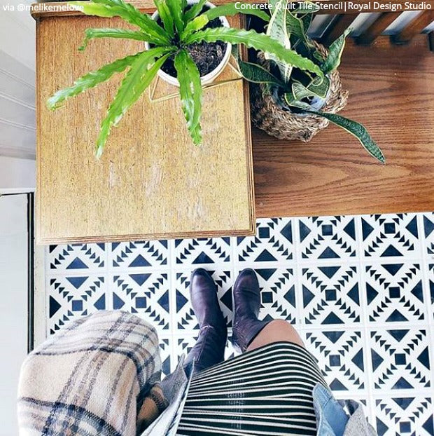 Concrete Quilt Tile Stencil