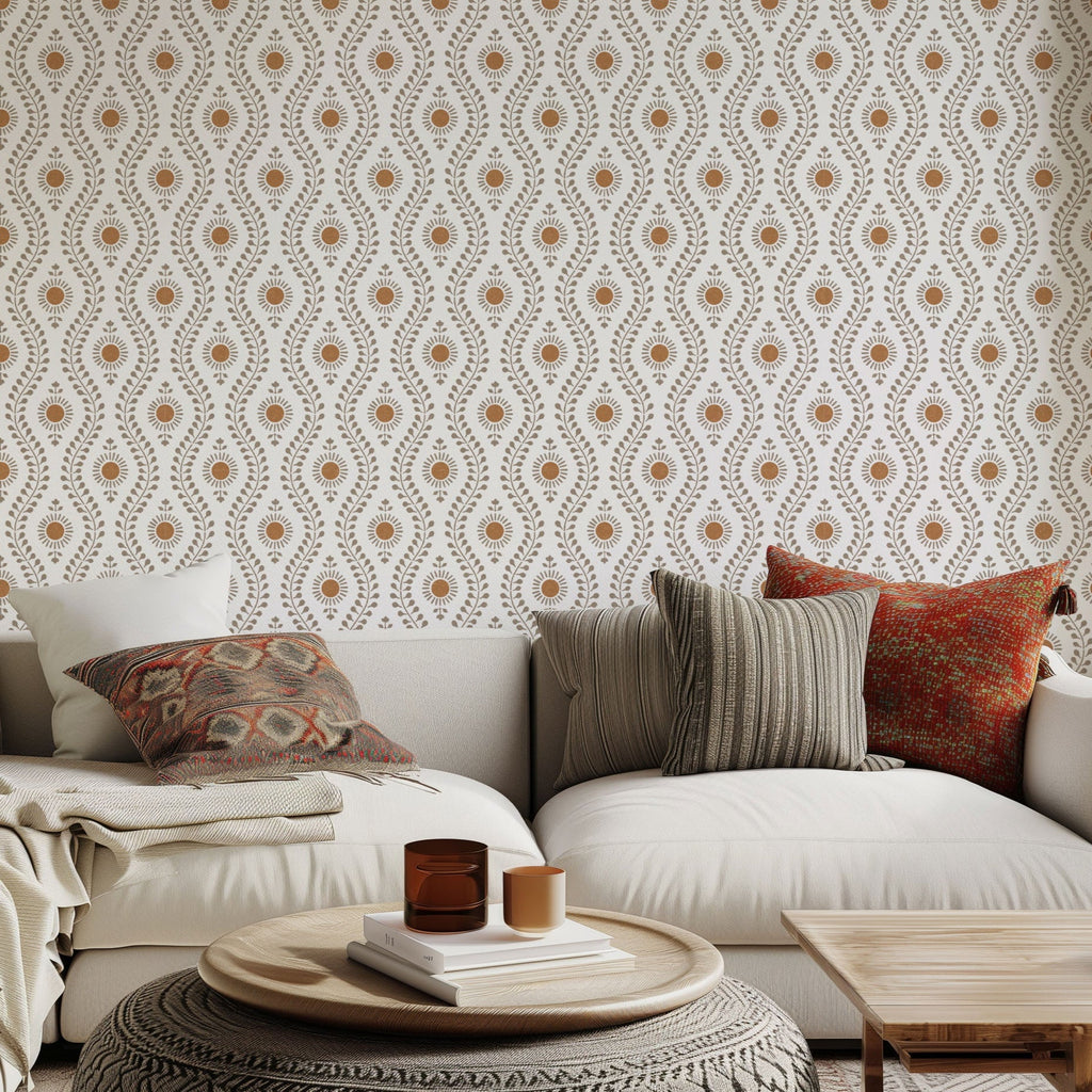 Sun Flower Block Print Wall Stencil