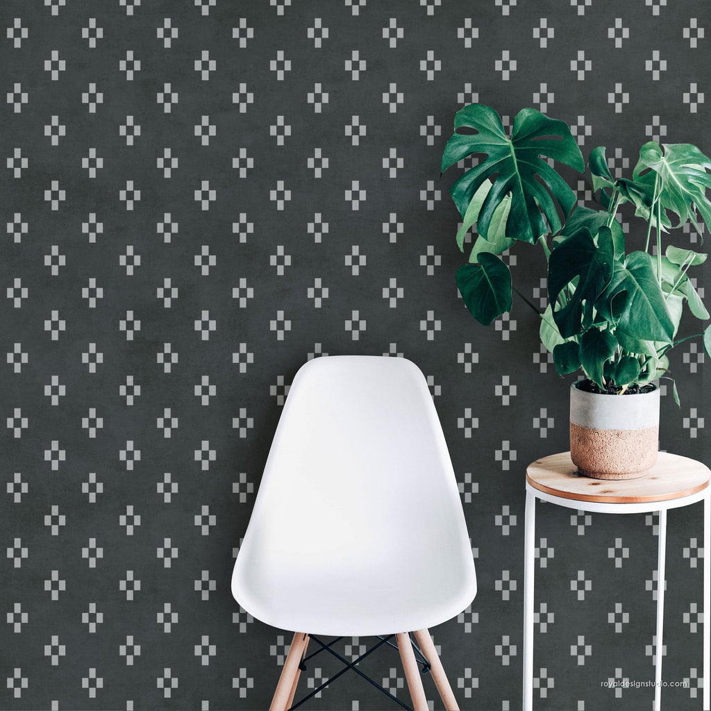 Four Square Check Modern Wall Stencil