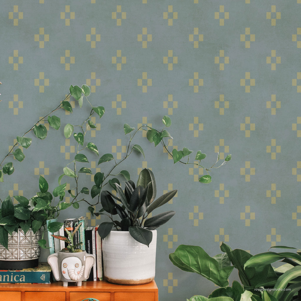 Four Square Check Modern Wall Stencil