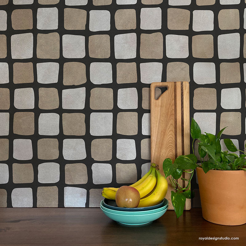 Checked Out Modern Wall Stencil