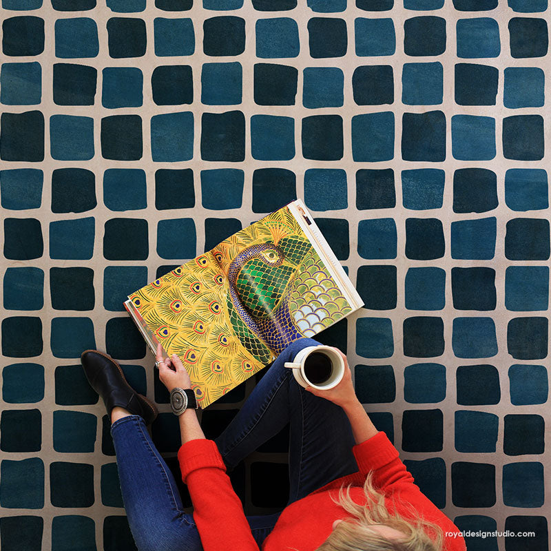 Checked Out Modern Wall Stencil