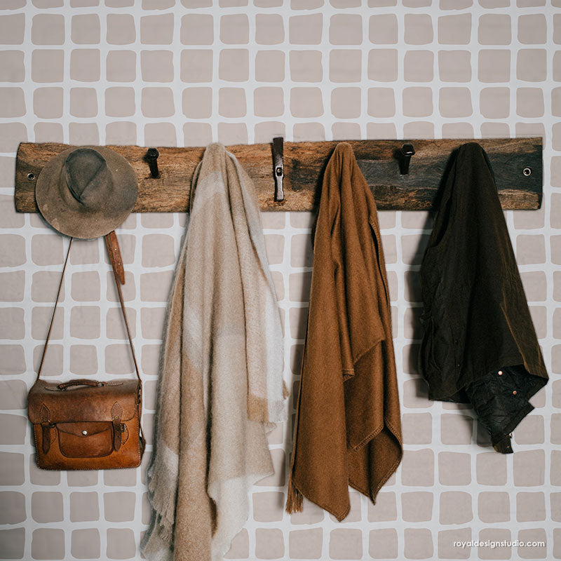 Checked Out Modern Wall Stencil