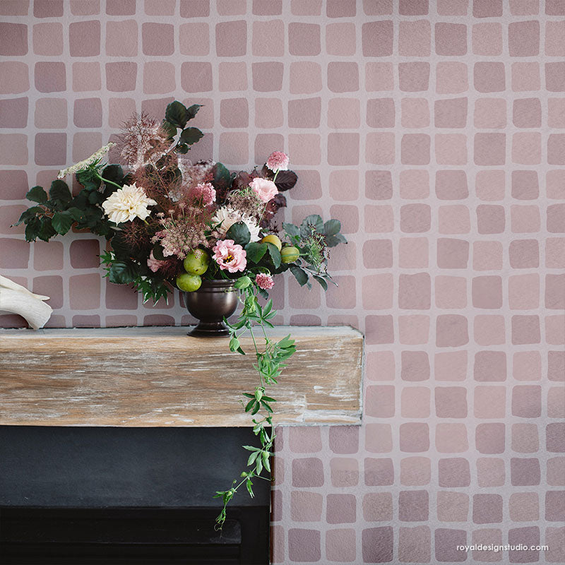 Checked Out Modern Wall Stencil