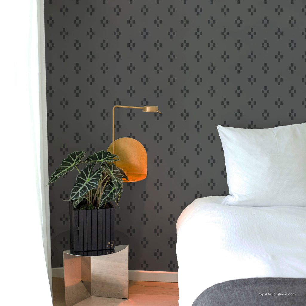 Four Square Check Modern Wall Stencil