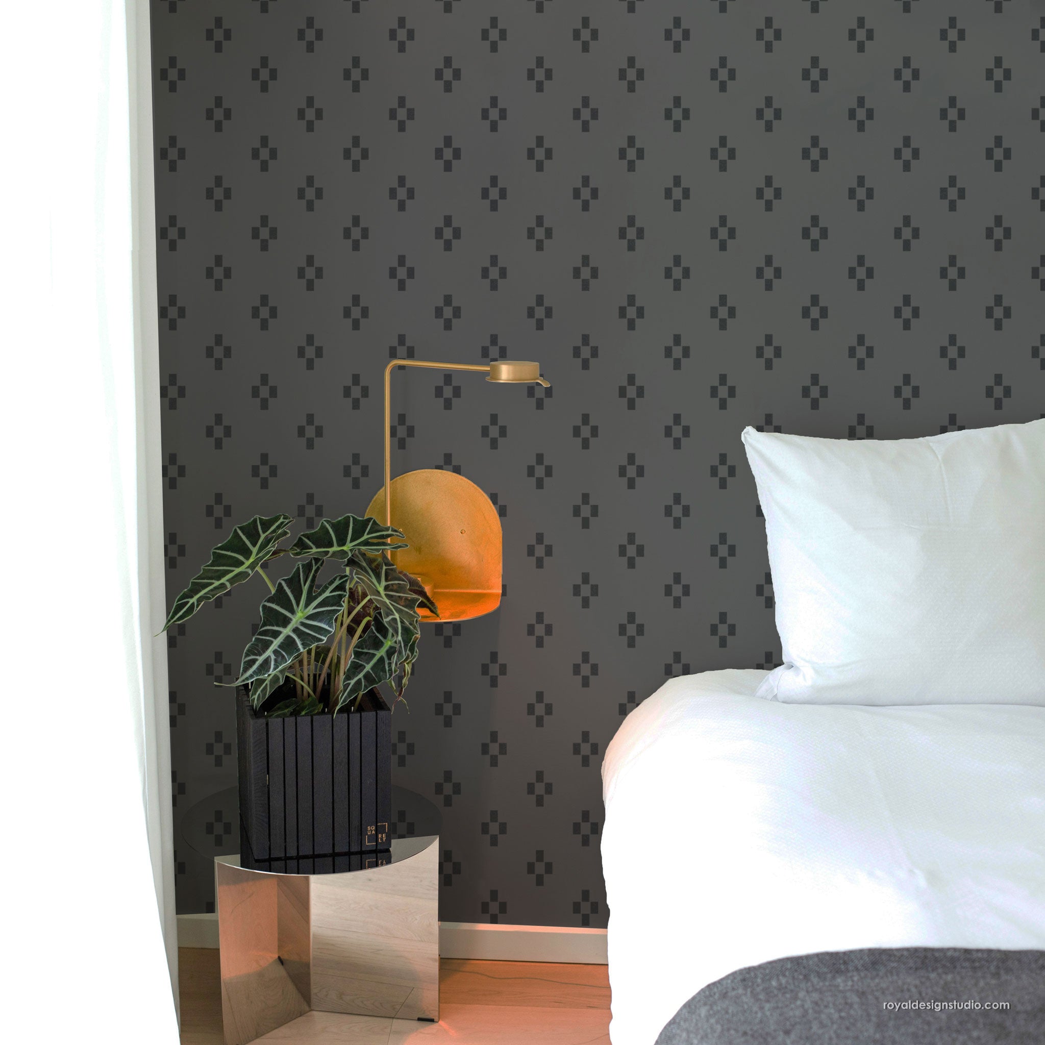 Four Square Check Modern Wall Stencil