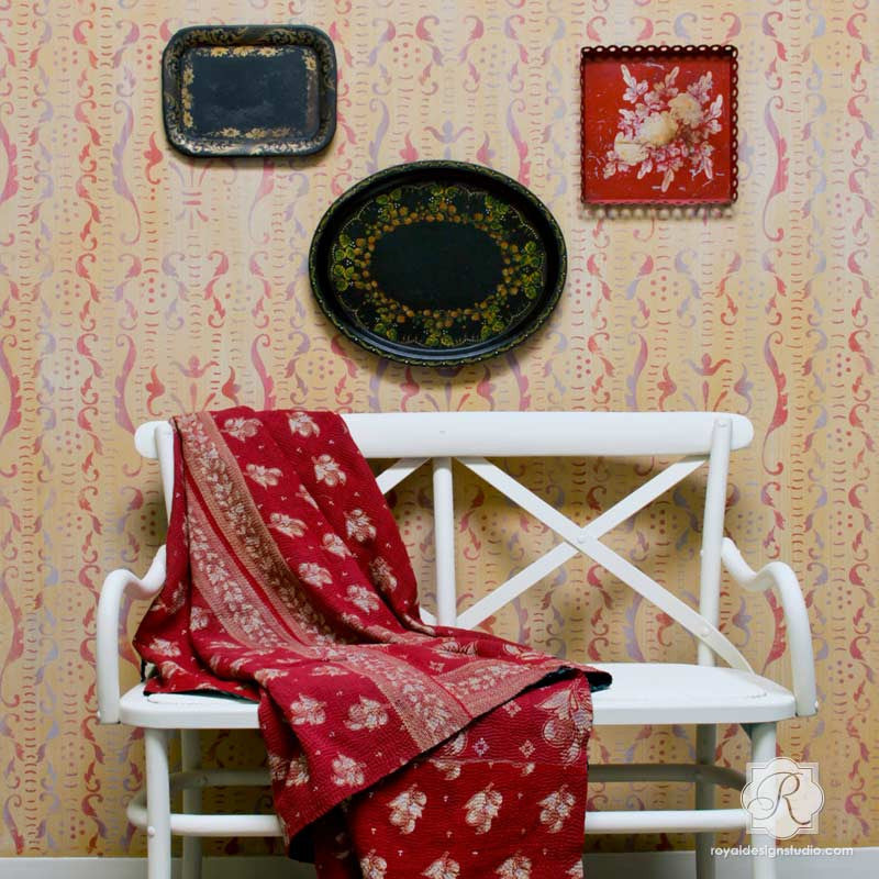 Trinita Alison Woolley Damask Wall Stencil