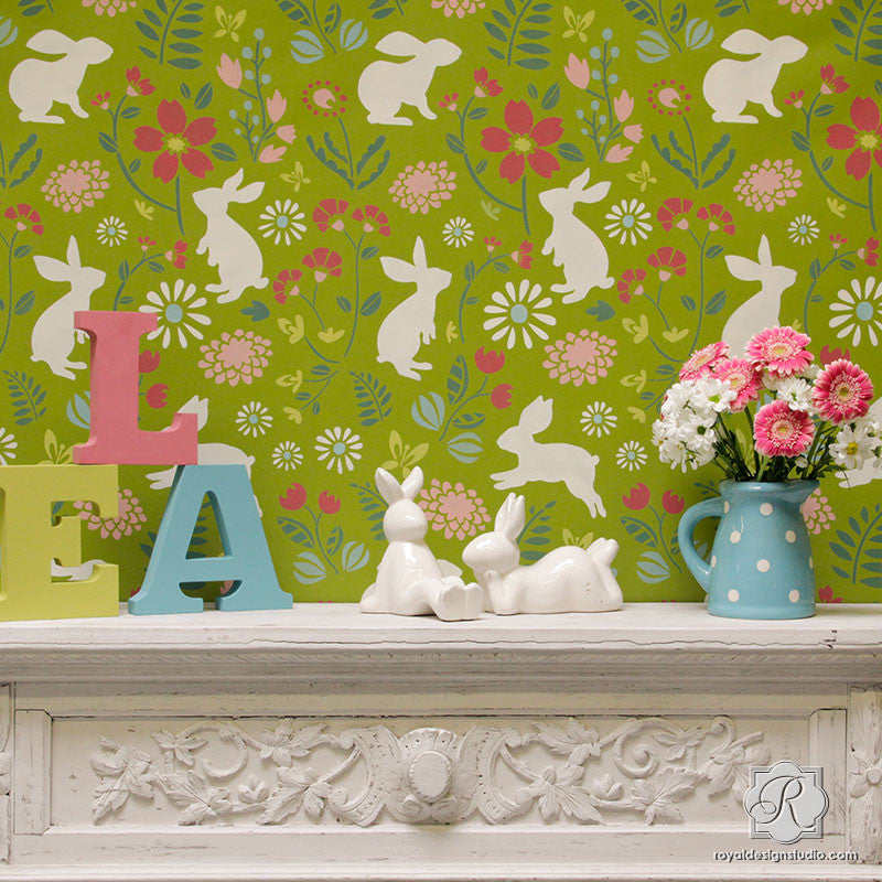Bunny Hop Wall Stencil