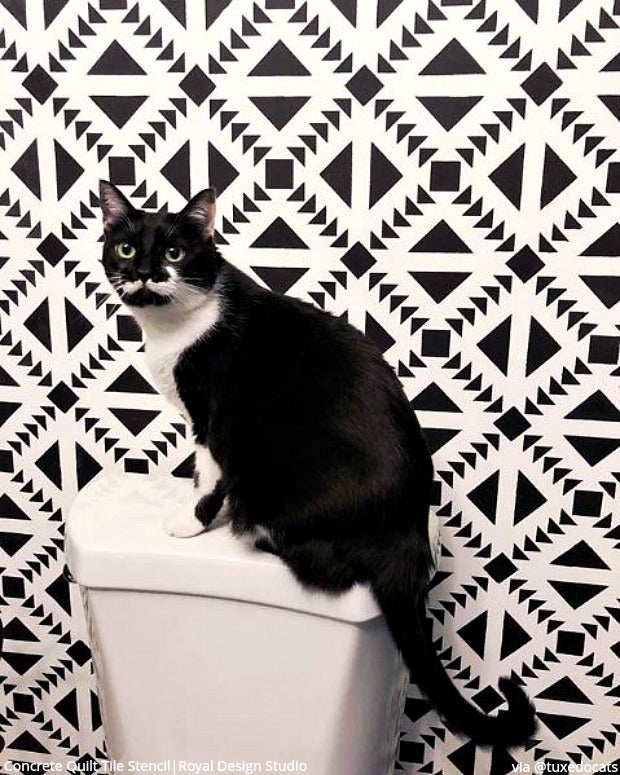 Concrete Quilt Tile Stencil