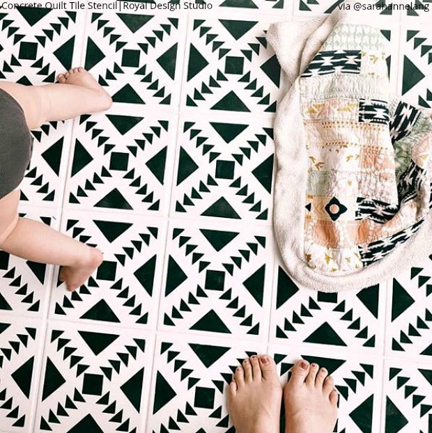 Concrete Quilt Tile Stencil