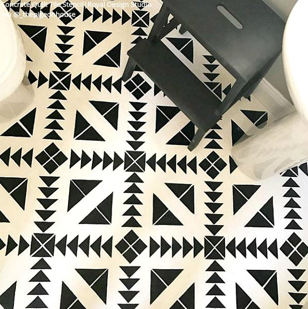 Concrete Quilt Tile Stencil