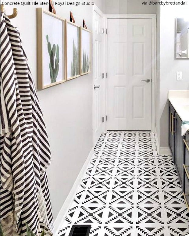 Concrete Quilt Tile Stencil