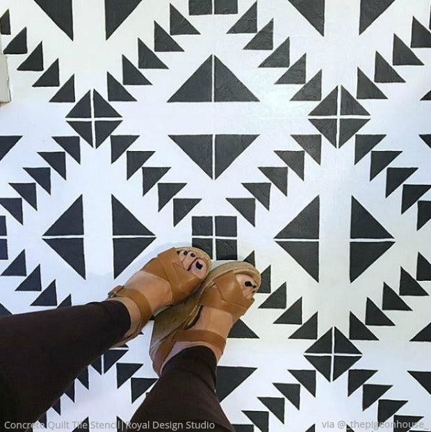 Concrete Quilt Tile Stencil