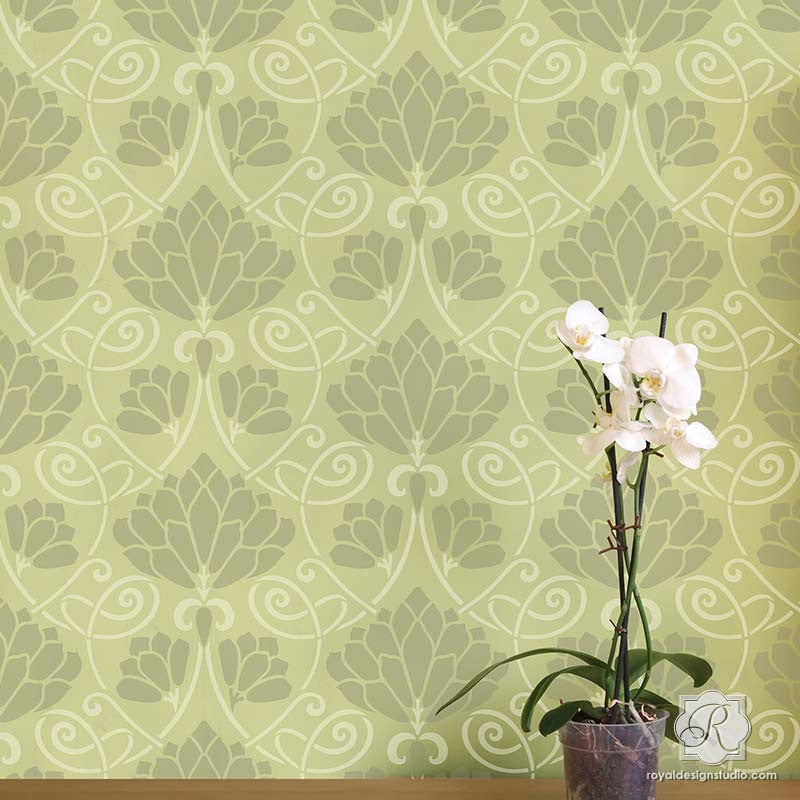 Lotus Paradise Floral Wall Stencil