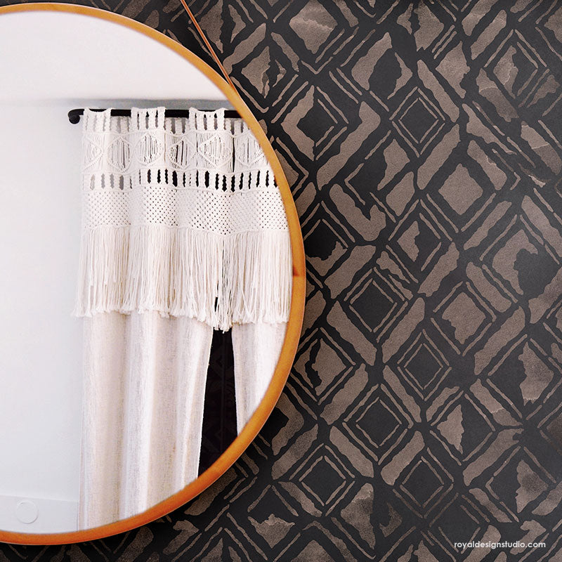 Kuba Cloth Wall Stencil