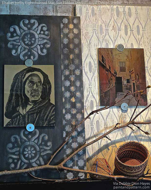 Elsabet Trellis Raven + Lily Wall Stencil