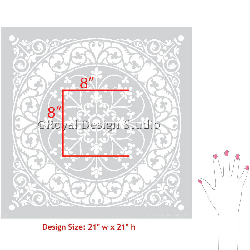 Aragon Damask Tile Wall Stencil