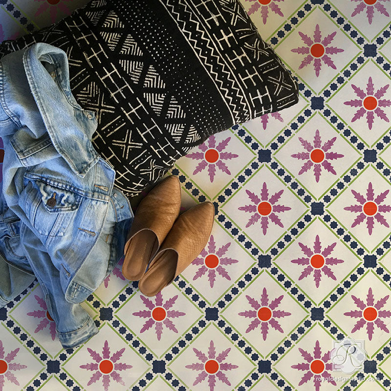 Moroc Floral Tile Stencil