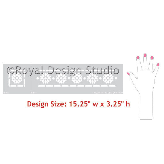 Zari Border & Corner Indian Stencil
