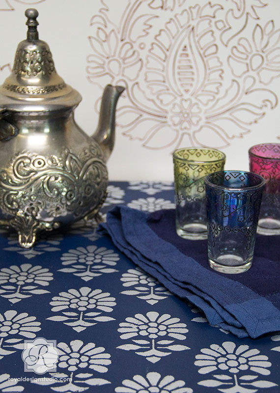 Jaipur Flower Garden Furniture Stencil